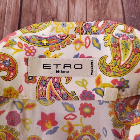ETRO Milano Womens Size 40 US Small Paisley LS Button Up Shirt Made in Italy - Picture 9 of 14